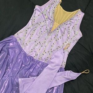 Ice dance dress with arm sleeves. Adult Small